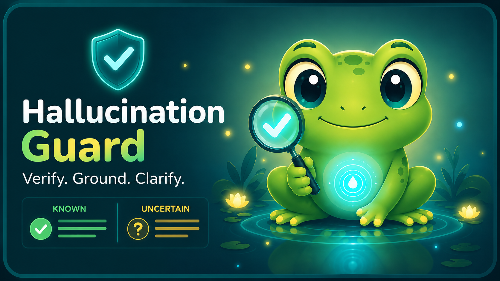 Hallucination Guard Wibbit banner with verification and uncertainty panels