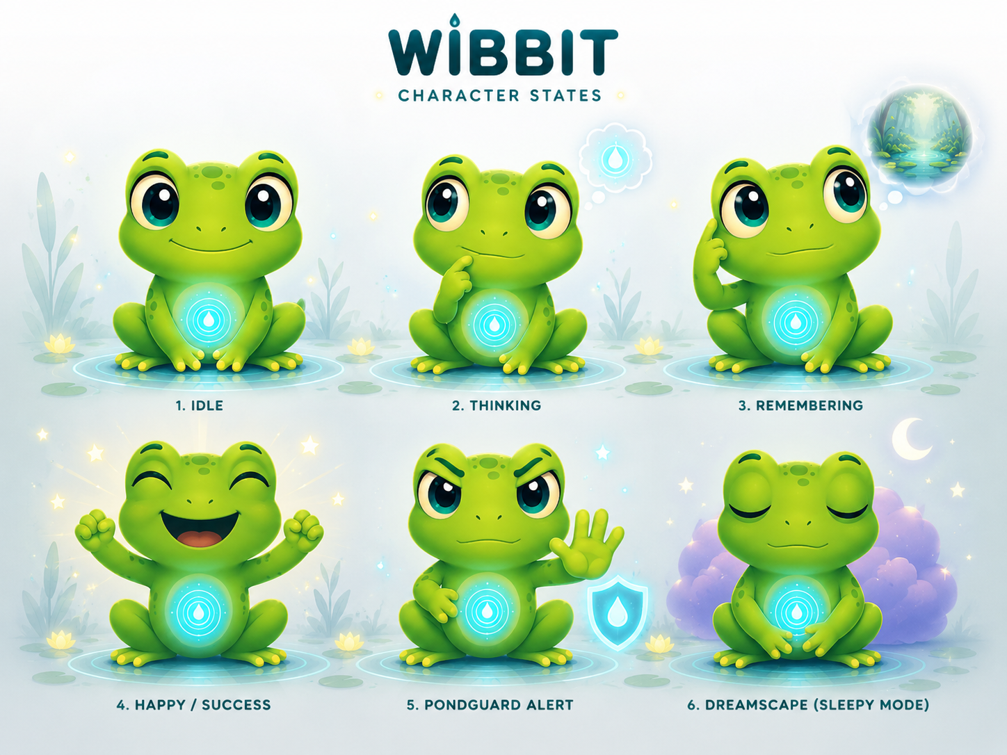 Wibbit Pond Pal character states